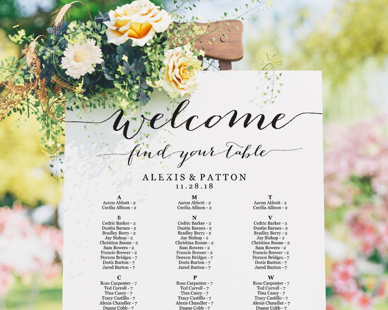 Seating Chart, Seating Chart Wedding, Alphabetical Seating Chart Template, Seating Chart Poster, Seating Chart Board, Wedding Seating Sign image 2