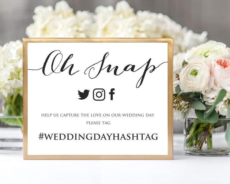 Oh Snap Wedding Hashtag Sign DIY Hashtag Sign Printable - Etsy