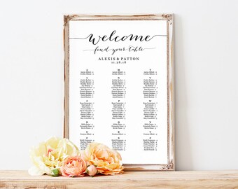 Seating Chart Template, Seating Chart Wedding, Seating Plan, Table Plan, Seating Plan Wedding, Alphabetical Wedding Seating Chart, Seating