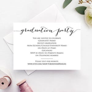 Graduation Party Details Card Insert, Grad Party Information Card Template, Class of  Template, Printable Details Card Templates