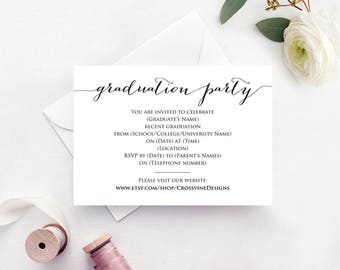 Graduation Party Details Card Insert, Grad Party Information Card Template, Class of  Template, Printable Details Card Templates