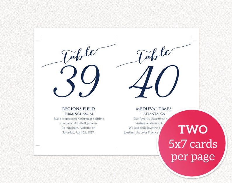 tables 1 40 fun facts printable templates table numbers etsy