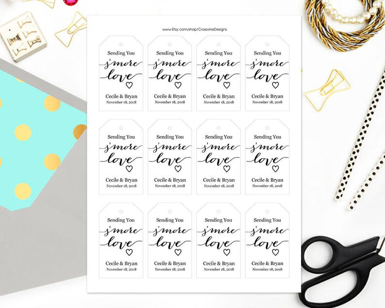 Sending You S'MORE Love Tag Template Wedding Favor Tag Etsy