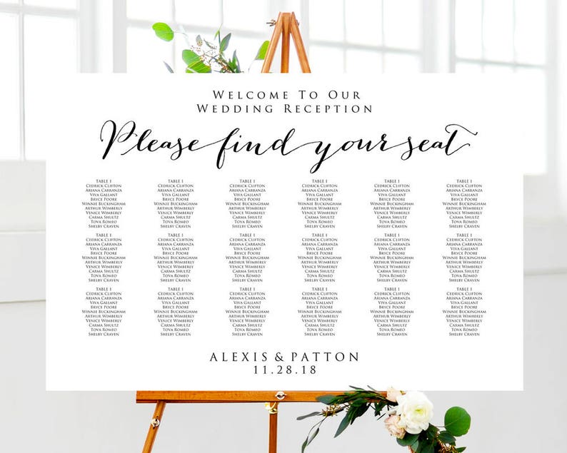 Please Find Your Seat Seating Chart Template In Four Sizes Etsy