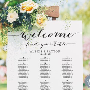 Seating Chart, Seating Chart Wedding, Alphabetical Seating Chart Template, Seating Chart Poster, Seating Chart Board, Wedding Seating Sign image 1