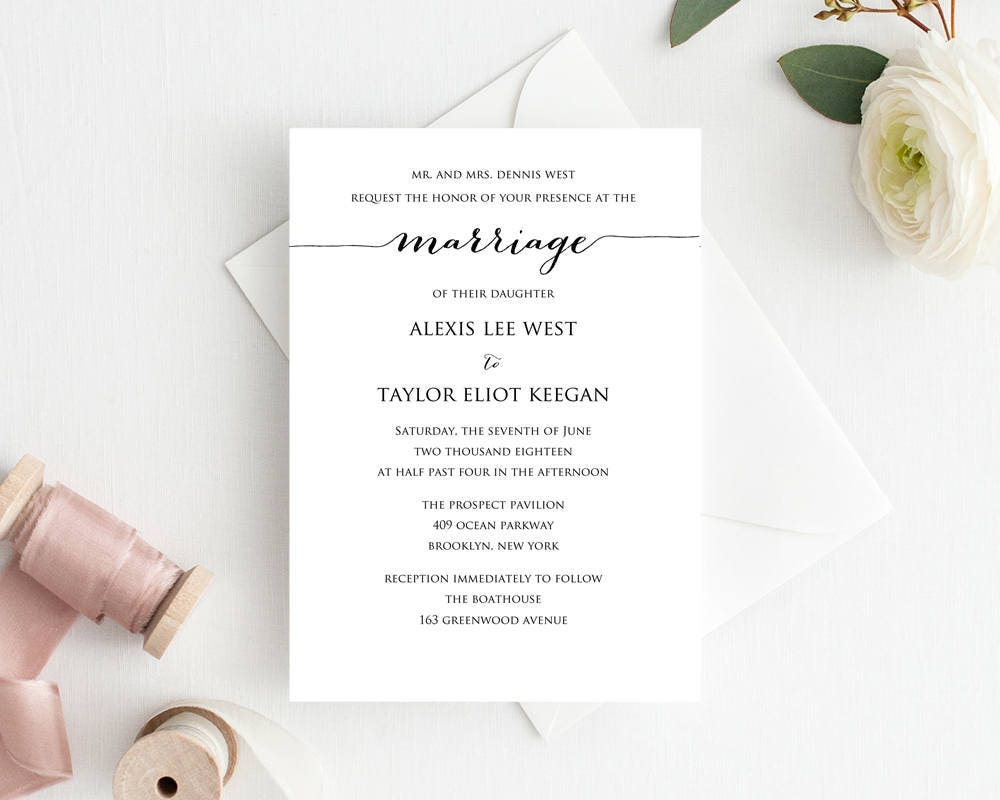 Marriage Invitation Template Editable Wedding Template DIY | Etsy