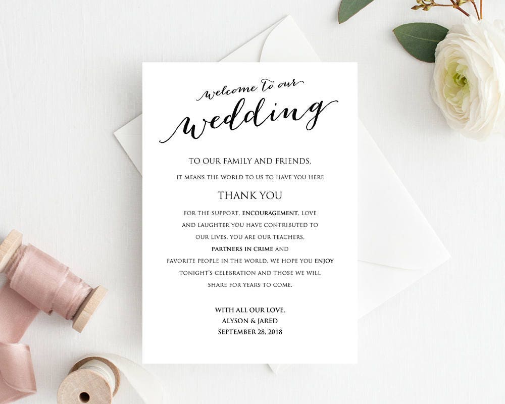 Welcome To Our Wedding Card Itinerary Details Thank You Etsy Welcome To Our Wedding Card Itinerary Details Thank You Etsy