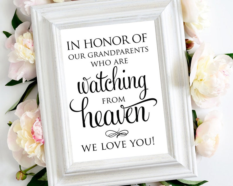 Grandparents Memorial Grandparents Memory Wedding In Honor Etsy