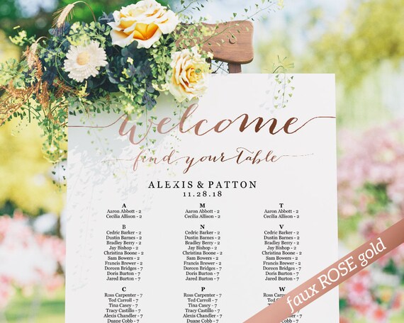 Etsy Wedding Seating Chart Alphabetical