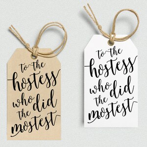 Hostess Gift, Hostess With The Mostest, Hostess Gift Bridal Shower, Hostess Thank You, Wine Bottle Labels, Thank You Tags, Toast to the Host image 2