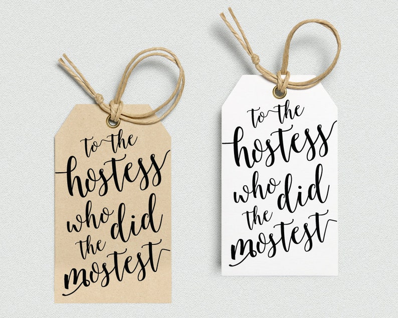 Hostess Gift, Hostess With The Mostest, Hostess Gift Bridal Shower, Hostess Thank You, Wine Bottle Labels, Thank You Tags, Toast to the Host image 2