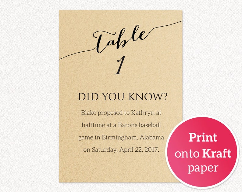 1-50 Fun Facts Wedding, Fun Facts Wedding Cards, Table Numbers Fun Facts, Did You Know Cards, Wedding Couple, Table Cards Wedding Printable image 2