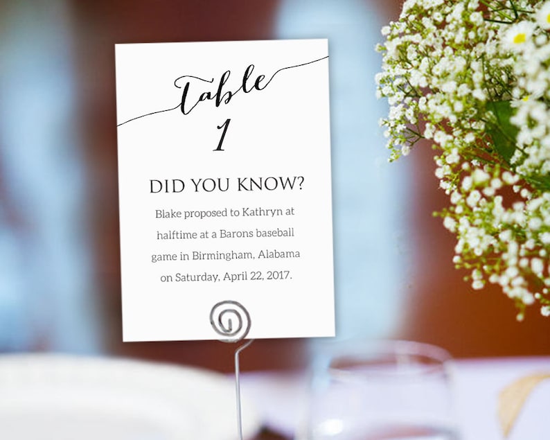 1-50 Fun Facts Wedding, Fun Facts Wedding Cards, Table Numbers Fun Facts, Did You Know Cards, Wedding Couple, Table Cards Wedding Printable image 1