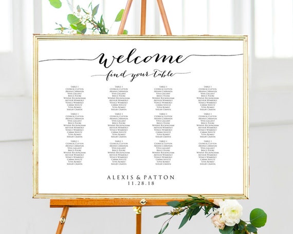 Font Size For Wedding Seating Chart