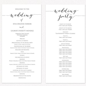Wedding Program TWO Templates, Ceremony Program Template, DIY Wedding, Wedding Program Printable Template, Editable Program Template