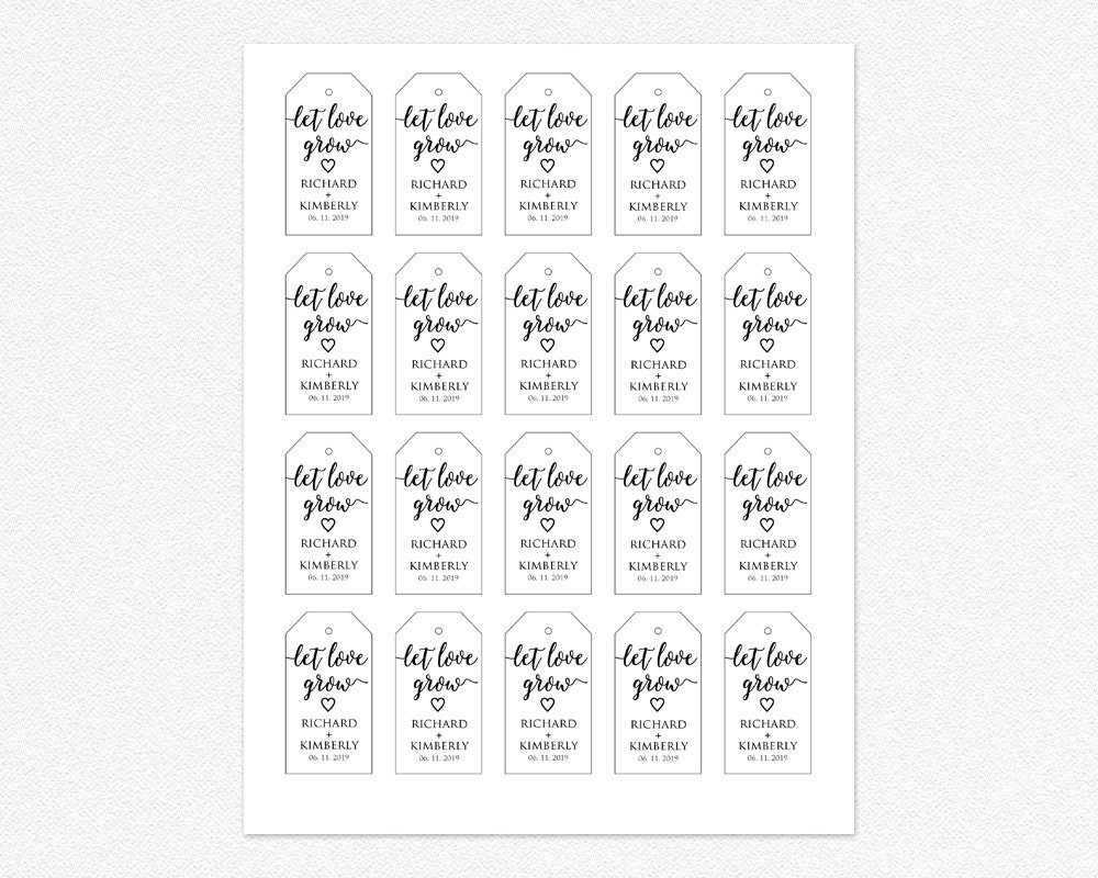 Seed Favor Printable Let Love Grow Tags Let Love Grow Sign - Etsy