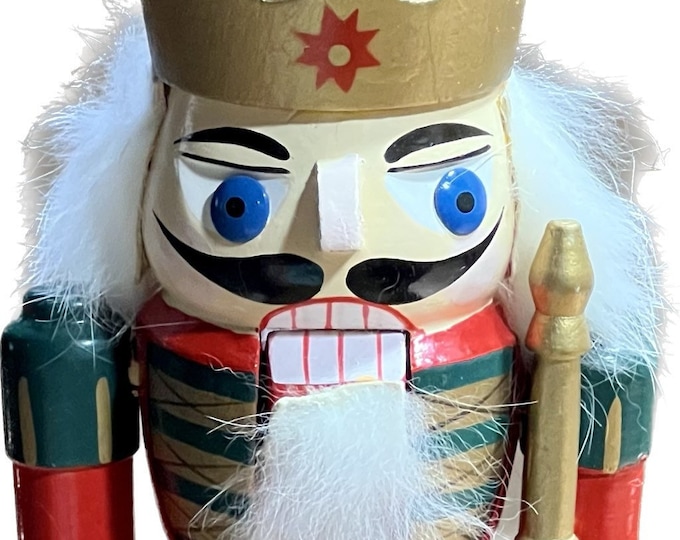 Christmas Nutcracker Soldier, Genuine Fur Decoration Red Green Decoration