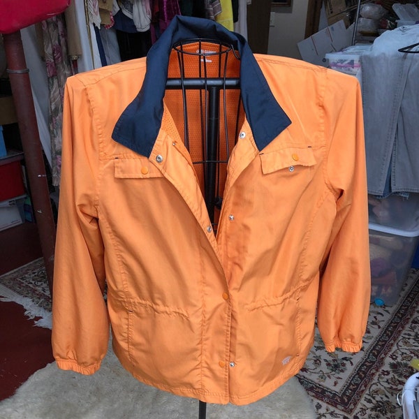 Oleg Cassini Women’s Vintage Jacket, Retro Jogging Coat, Orange Windbreaker