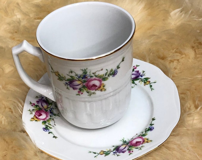 Leander Floral Tea Cup and Saucer, Vintage Tea Set, Collectible Porcelain Mug