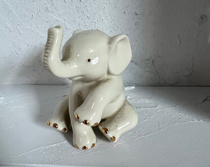 Elephant Figurine, Lenox Collectible, Porcelain Trunk Up