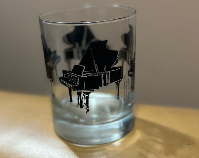 Black Baby Grand Piano Glass, Barware Display Tumbler, Cocktail Glass