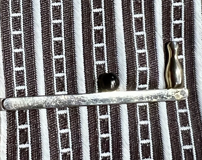 Bowling Tie Bar, Mid Century Bowler Tie Clip, Unisex League Gift