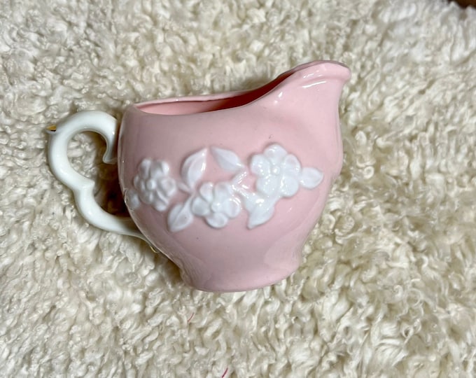 Cora Gibson Vintage Creamer, Pink and White Cottage Kitchen Decor, Vase