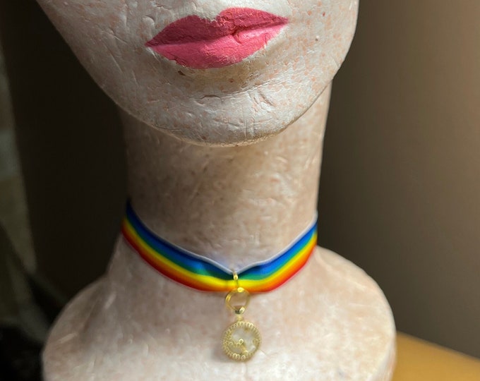 Rainbow Choker Necklace, Unisex Pride Costume Jewelry, Parade