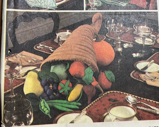 McCall’s Thanksgiving Sewing Pattern, Cornucopia Centerpiece Project, Christmas Crafts