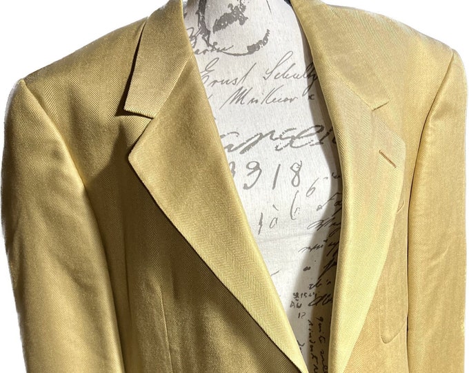 Yellow Silk Men’s Jacket, Karl Lagerfeld Paris Sports Coat, Vintage Fashion