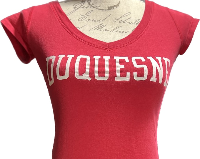 Duquesne Tee Shirt, Red and White University Top, College Gear