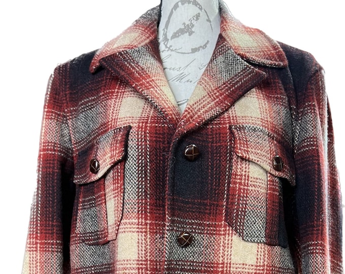 Checkered Winter Coat, Bass Outdoors Vintage Jacket, Retro Outdoor Wear