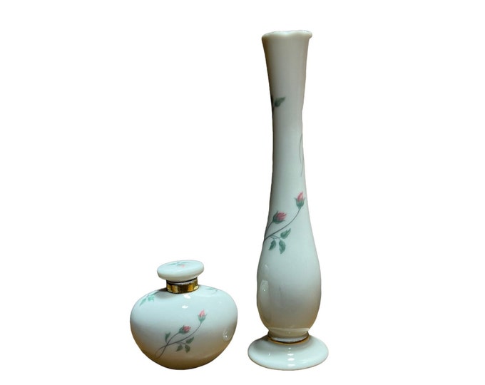 Rose Manor Lenox Porcelain Perfume Bottle, Lenox Flower Bud Vase