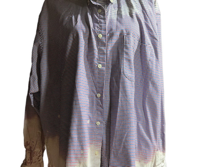 Extreme Distressed Oxford Shirt, Button Front Concert Cover Up, Walking Dead Zombie