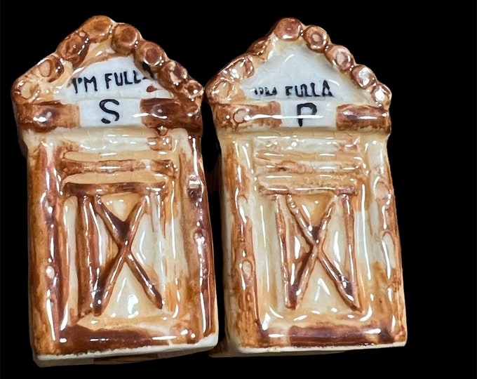 Outhouses Salt and Pepper Shaker Set, Vintage Farmhouse Kitchen