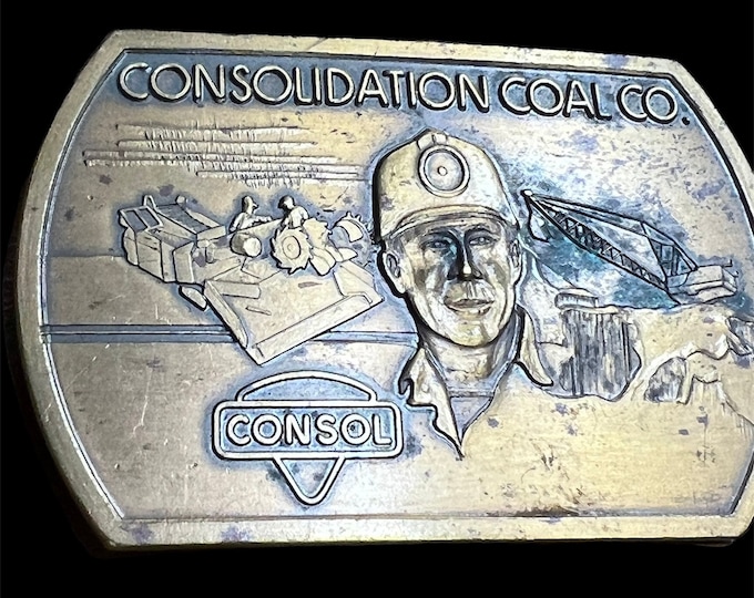 Consolidation Coal Co Brass Belt Buckle, Blue Collar Working Man Country Western Unisex Accessory