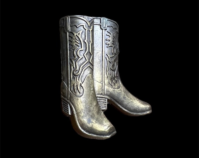 Cowboy Boots Brass Belt Buckle, Cowgirl Boots Country Western Fashion, Vintage Unisex Accessory