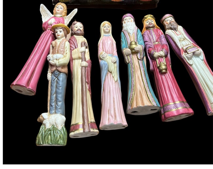 Ceramic Nativity Set, Religious Christmas Decorations, Holy Holiday Display