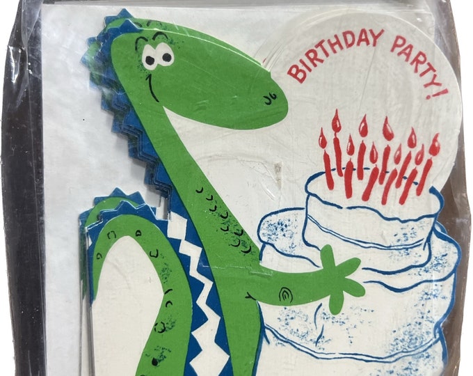 Dinosaur Invitations, Unisex Prehistoric Theme Party, Vintage Hallmark