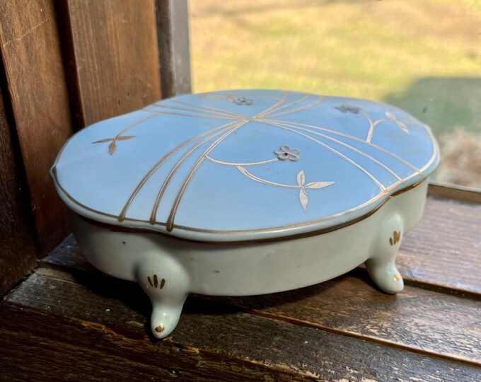 Antique Trinket Dishes in Matching Porcelain Box, Women’s Vanity Ashtray