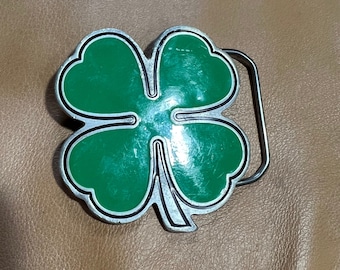 Shamrock Belt Buckle, Fine Pewter Unisex Irish Buckle, Saint Patrick’s Day Wear