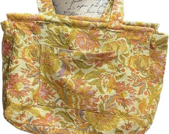 Upholstery Market Bag, Vintage Fabric Tote Bag, Shopping Bag