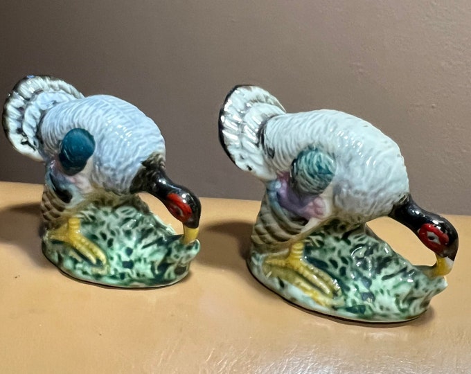 Turkey Salt and Pepper Shakers, Vintage Thanksgiving Table Set, Autumn Decorations