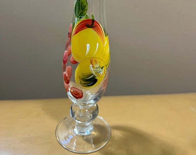 Glass Bud Vase, Hand Painted Vase, Fruits Vase Gift