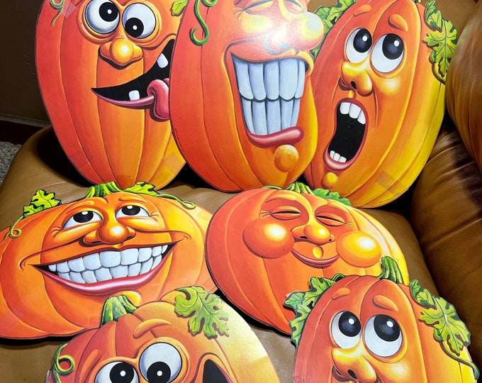 Jack O Lantern Window Decorations, Funny Pumpkin Vintage Halloween Decor