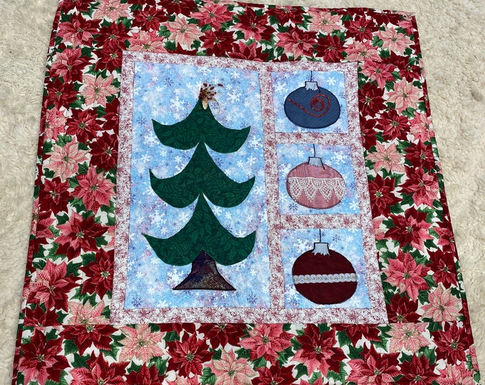 Christmas Tree Wall Decoration, Holiday Table Runner, Quilted Christmas Tree
