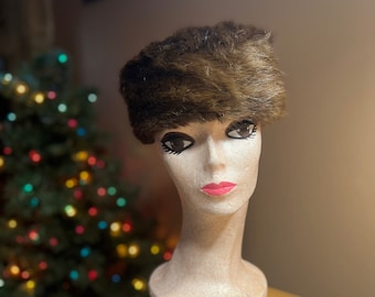 Fur Pillbox Hat, Winter Wear, Mid Century Formal Fashion