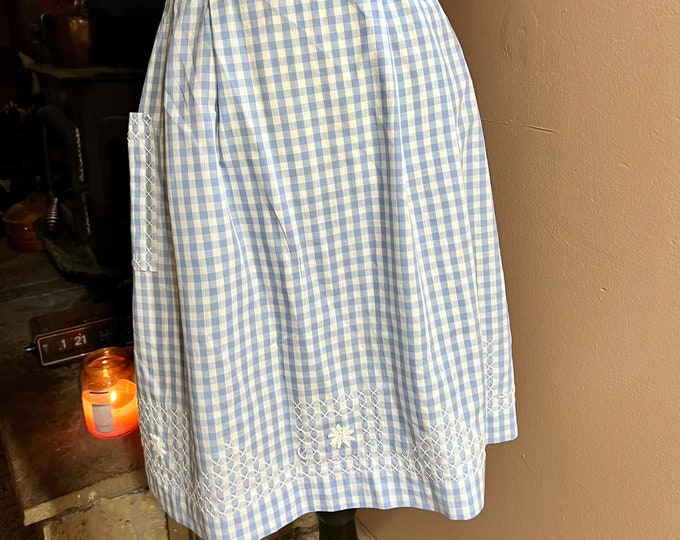 Blue and White Checkered Apron, Mid Century Farmhouse Kitchen, Country Girl