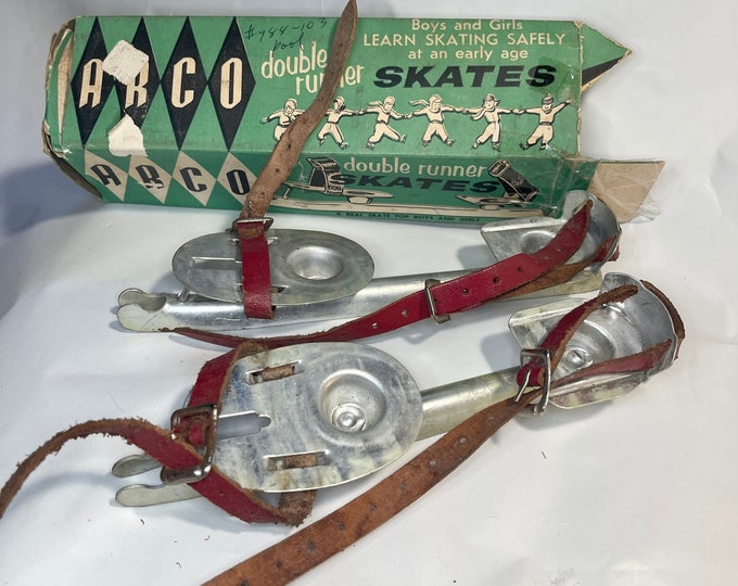 Vintage Ice Skates, Holiday Decoration, Arco Double Runner Skates