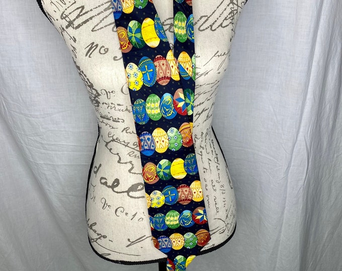 Colored Eggs Easter Necktie, Cultural Painted Eggs Silk Tie